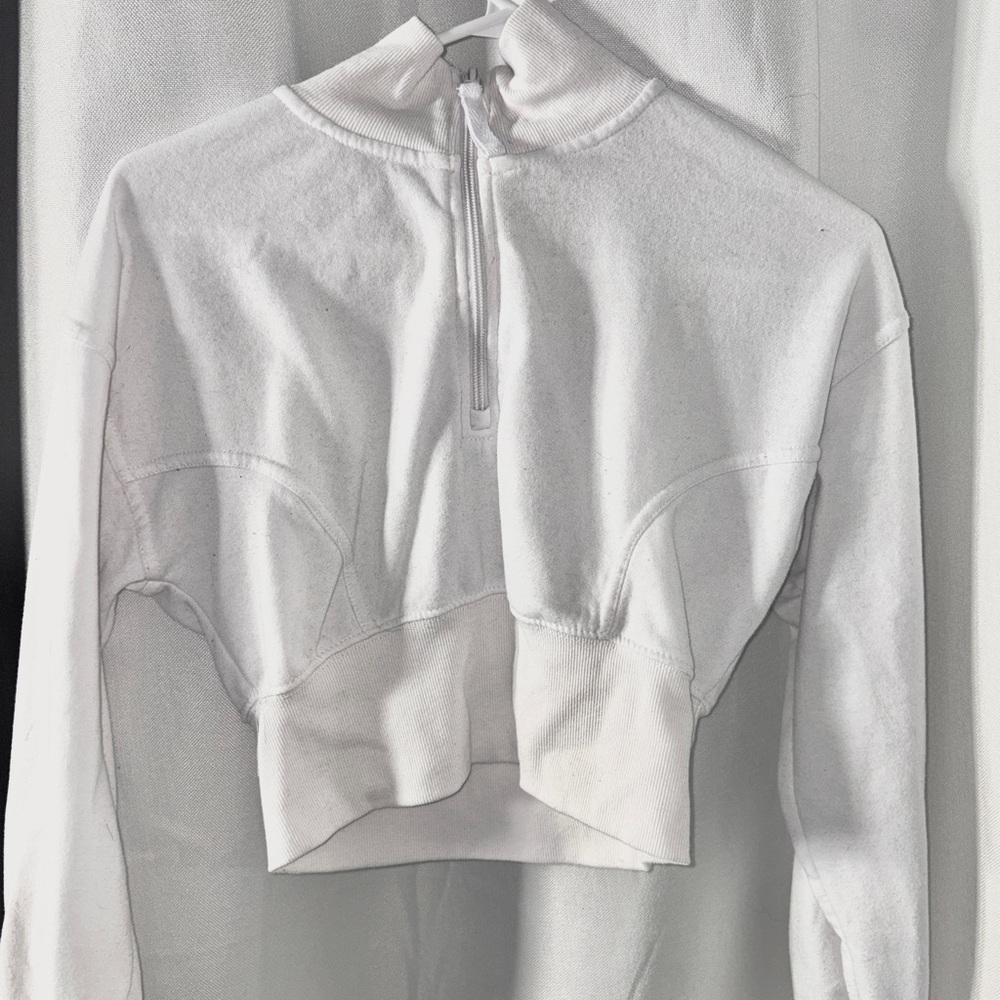 Forever 21 White Cropped Hoodie